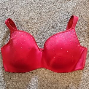 Cacique Red Crystal-Accent T-Shirt Bra Size 42DD